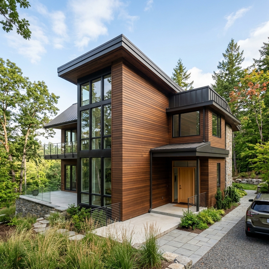 Siding installation on modern home